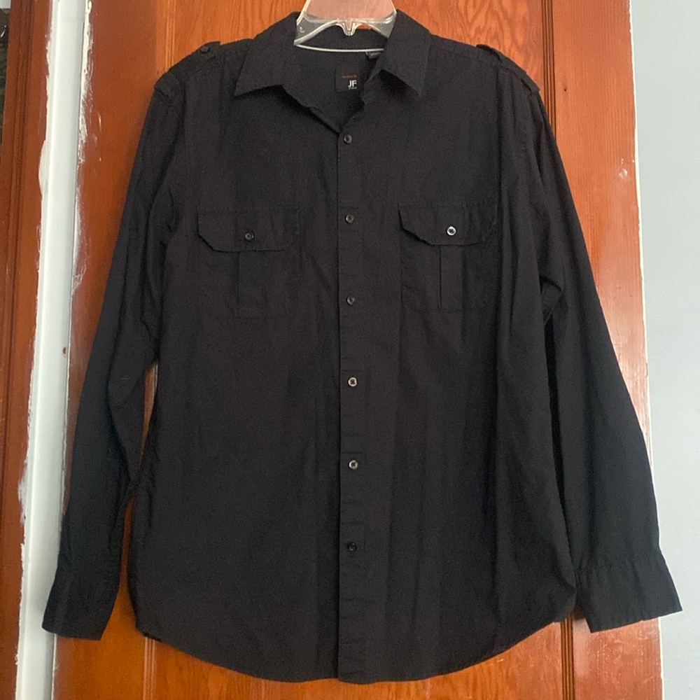 J. Ferrar Modern Fit Black Button Down Dress Shirt